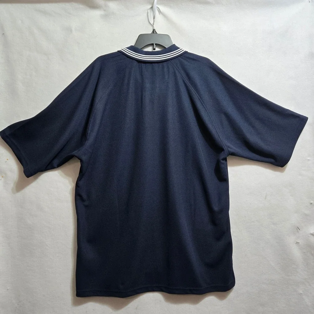 Adidas NY Yankees Polo XXL Navy Blue Embroidered Logo Striped Collar MLB #1489